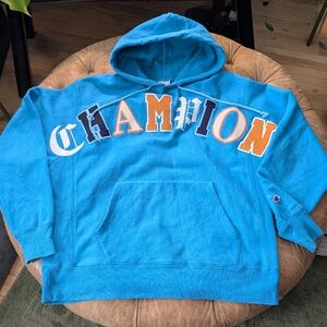 Champion Reverse Weave Old English Big Raised Lettering Blue Size Large Men's